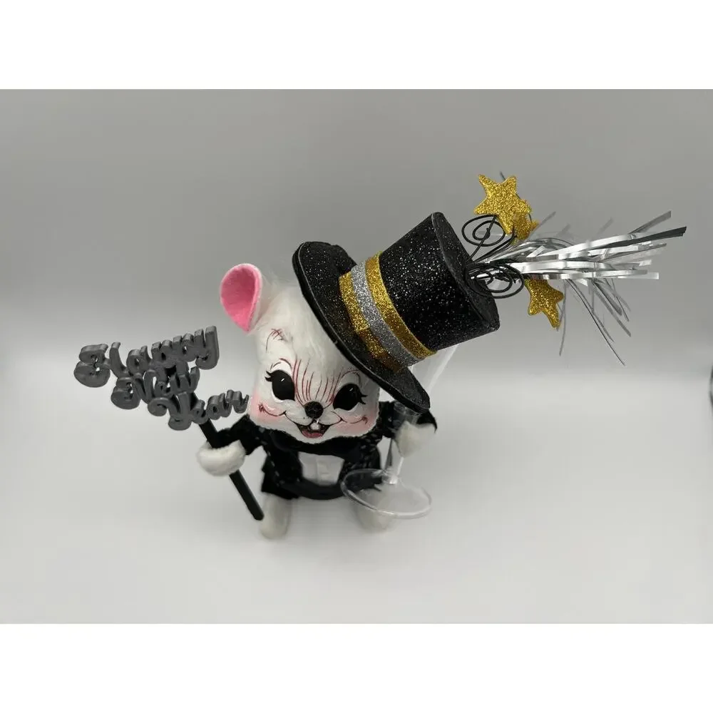 Annalee Happy New Years Toasting Mouse in Black Tuxedo 8” Limited Edition #7/250